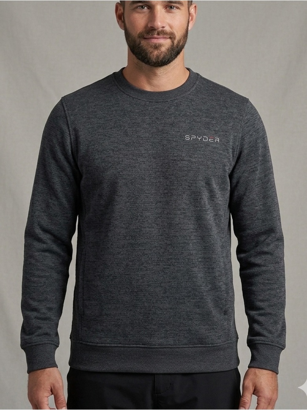 Spyder Men's Crewneck Sweater in Dark Charcoal Gray size S   1147